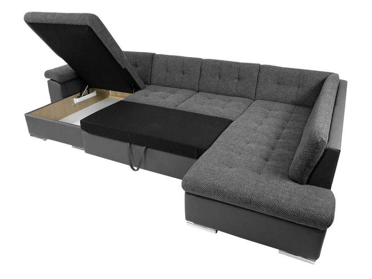 WOHNLANDSCHAFT Niko Bis, Seite: Links - Chromfarben, Holz/Textil (348/76/205cm) - MIRJAN24