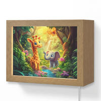 WANDLEUCHTE Giraffe - Elefant - Blumen - Dschungel 20x15 cm - Grün, Holzwerkstoff (20/15/8cm) - OnlyWow