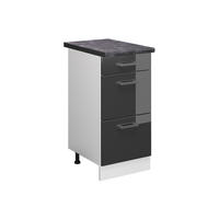 KÜCHENUNTERSCHRANK R-Line Anthrazit Hochglanz 40 cm mit Schubladen AP Anthrazit - Anthrazit/Weiß, Holzwerkstoff (40/81.6/60cm) - Vicco