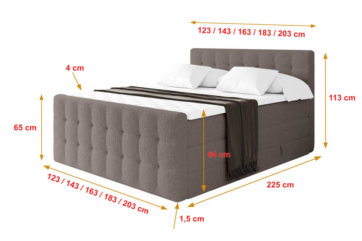 BOXSPRINGOVÁ POSTEL s matrací H3/H4 - IGAN-Z KING - 180x200 cm Hnědá - hnědá, kompozitní dřevo (183/200cm) - ALTDECOR