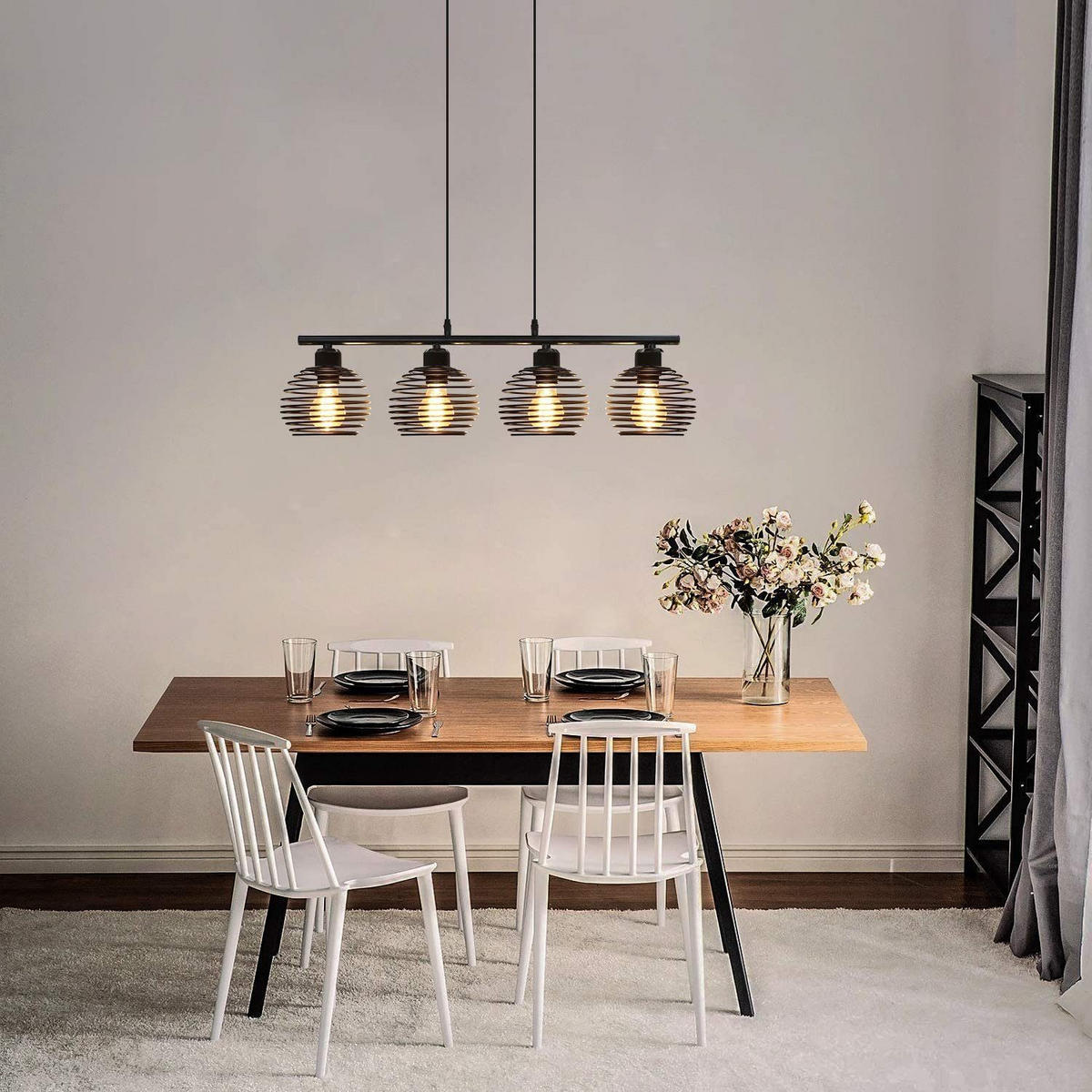 PENDELLEUCHTE Thalynne 77/15/142 cm - Schwarz, Metall (77/15/142cm) - ZMH