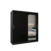 SCHWEBETÜRENSCHRANK 200/180/62 2-türig - Silberfarben/Schwarz, Holz/Kunststoff (180/200/62cm) - MÖBEL KRYSPOL