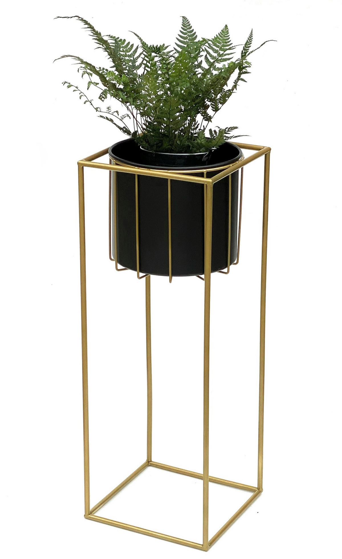 BLUMENSTÄNDER eckig Metall Gold/Schwarz 26/26/70 cm - Gelb, Metall (26/70/26cm) - DanDiBo