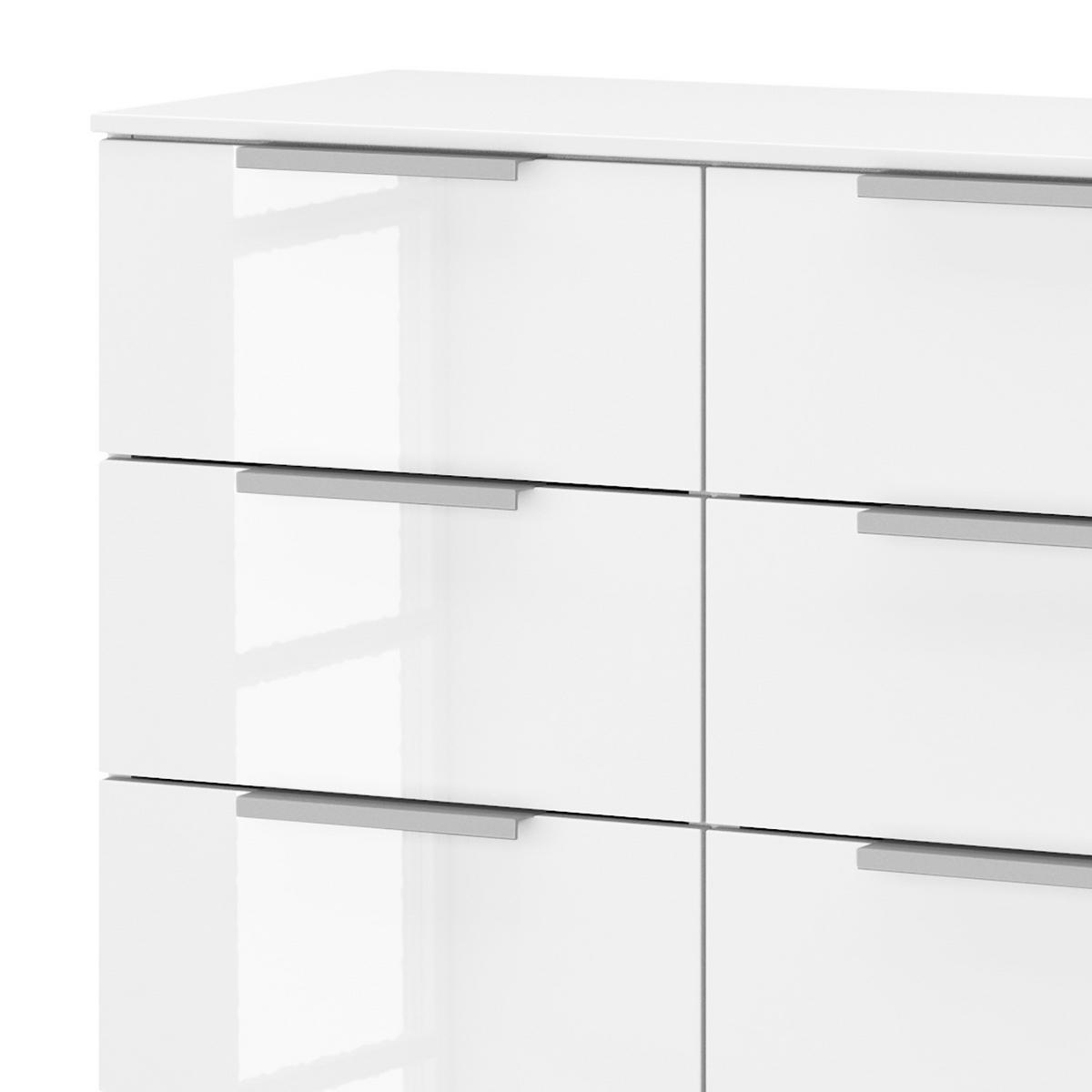 KOMMODE - 10 Schubladen - Weiß Hochglanz/Weiß, Holzwerkstoff (80/100/42cm) - home24