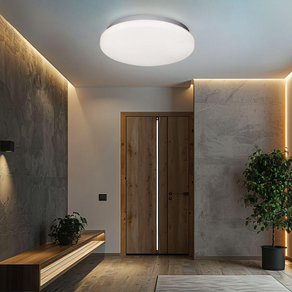 LED DECKENLEUCHTE Metall Silber Opal - Silberfarben, Metall (29/29/6.1cm) - Globo Lighting