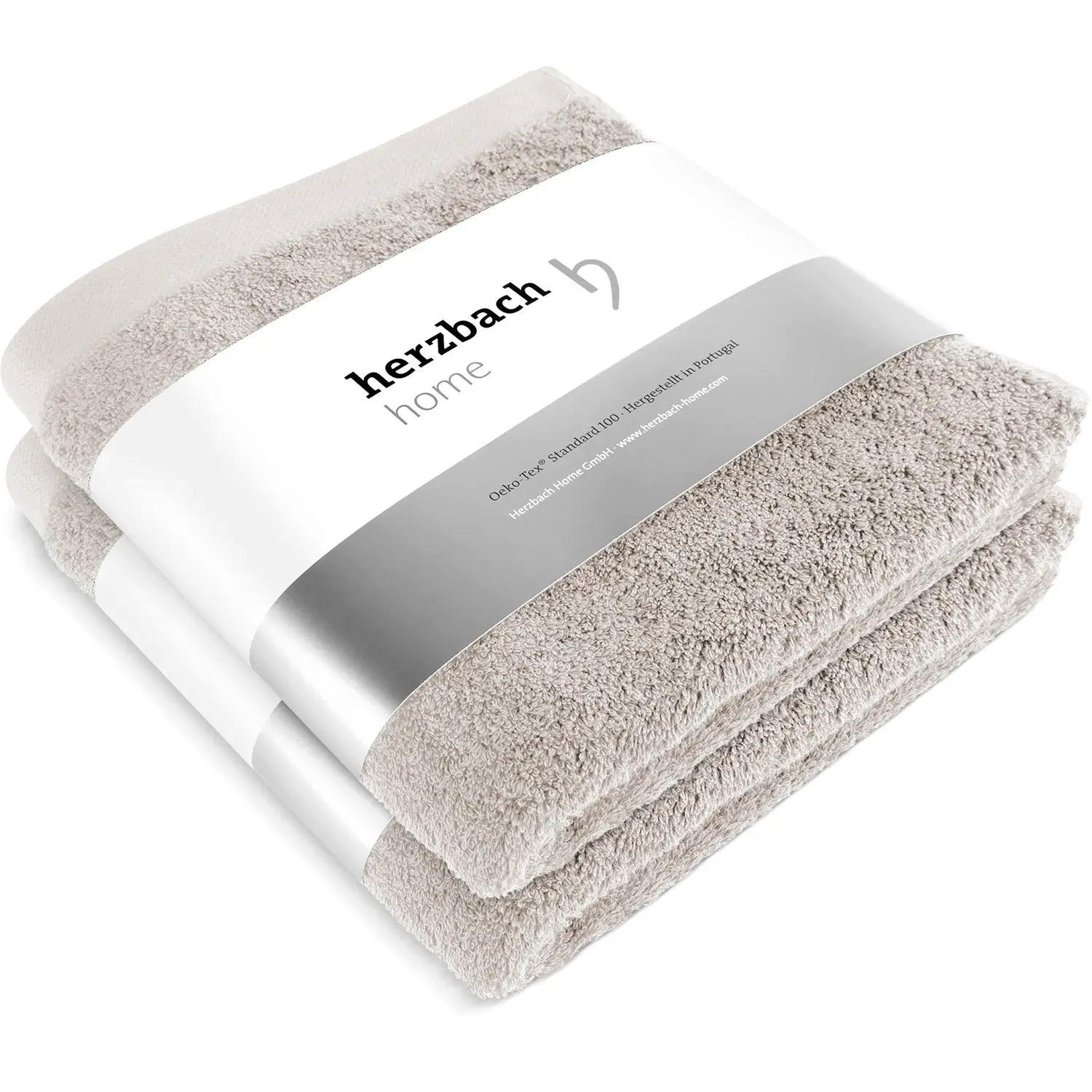 HANDTUCH 2er Set Pura Sandgrau - Sandfarben, Textil (50/100cm) - Herzbach Home