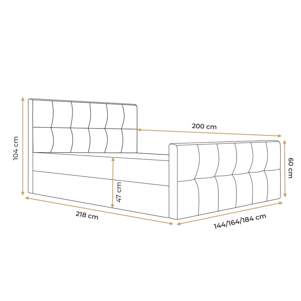 Thumbnail - AX Living Boxbett, Schwarz, Textil, Kiefer, Uni, 2-Sitzer, Höhe ca. 47 cm, Rechteckig, 160x200 cm, Oeko-Tex®, Oeko-Tex® ...