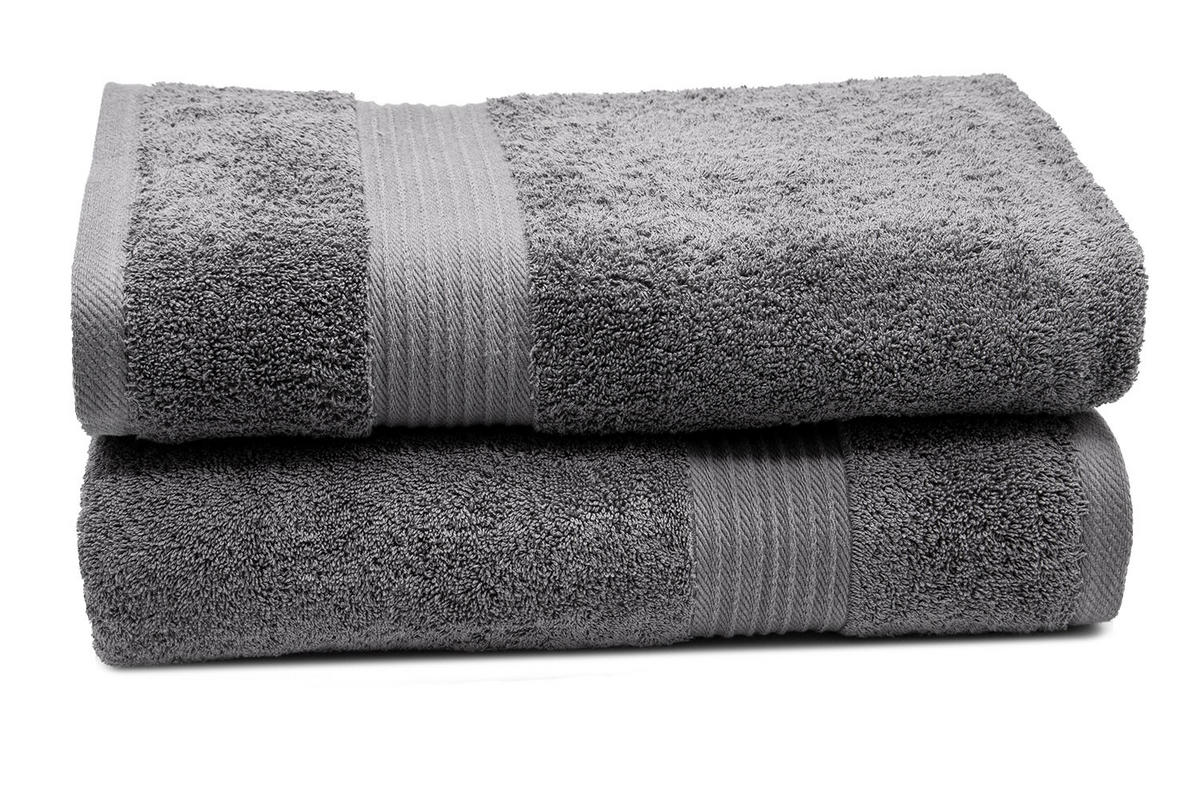 BADETUCH, 2er-Set, 100x150 cm, 100% Baumwolle, Grau - Anthrazit, Textil (100/150cm) - Zollner