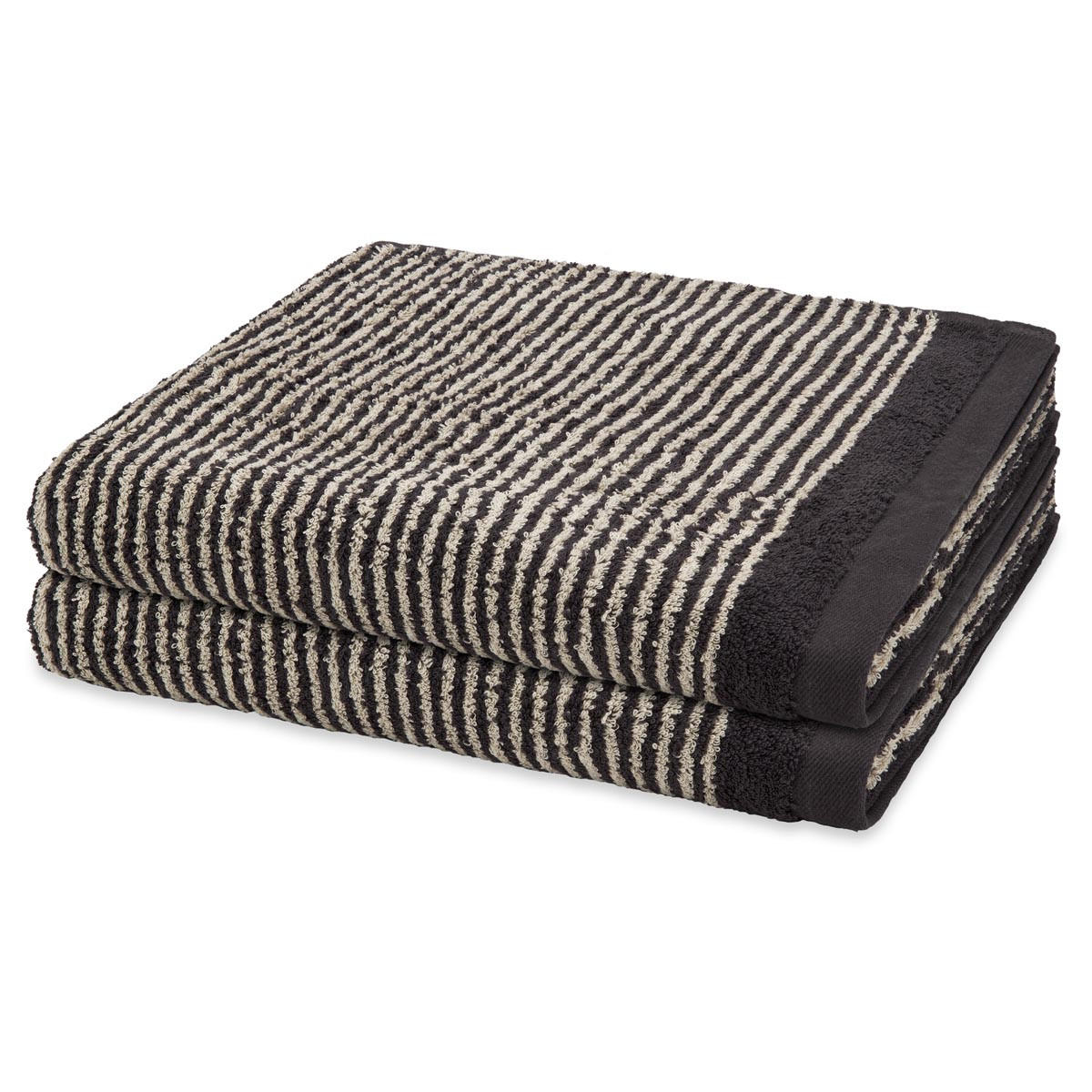 DUSCHTUCH Stripes 2er-Set - Dunkelgrau, Textil (70/140cm) - Ross