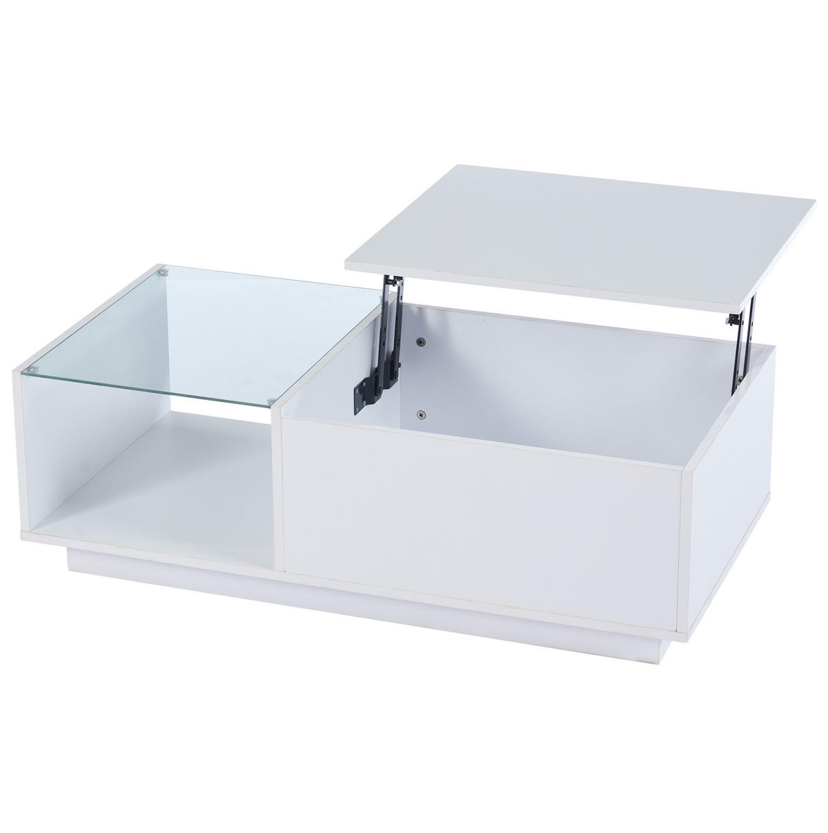 COUCHTISCH 100/50/33 cm weiß aus Spanplatte mit LED-Beleuchtung und höhenverstellbarer Platte - Weiß, Holzwerkstoff (100/50/33cm) - OKMYHOME
