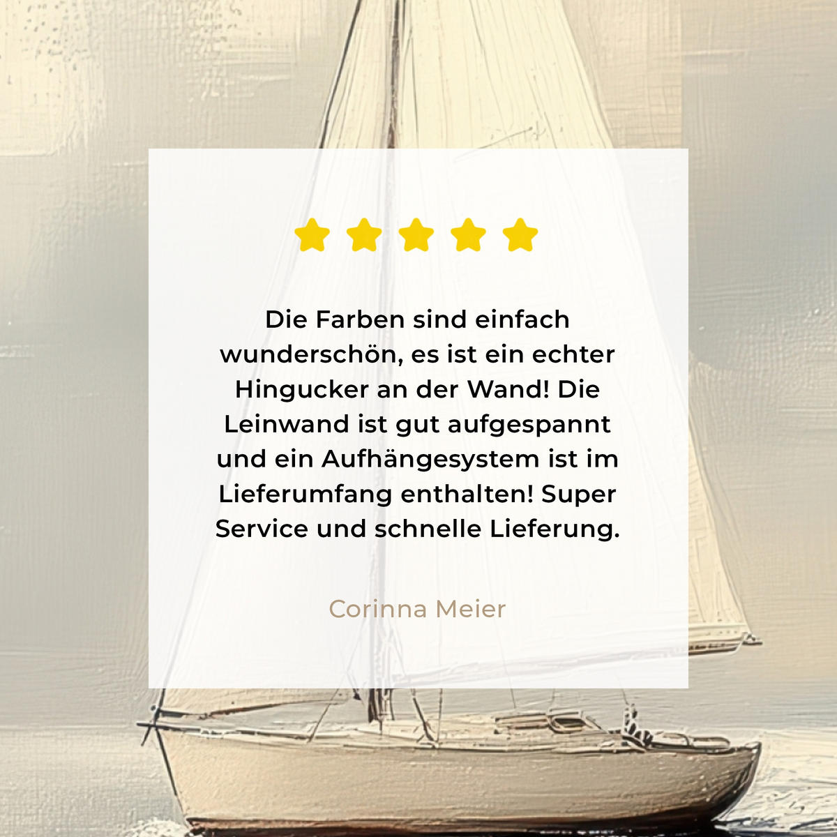 LEINWANDBILD Segelschiff - Meer - Bewölkt Wandbild Wohnzimmer 50x50 cm - Creme, Textil (50/50cm) - MuchoWow