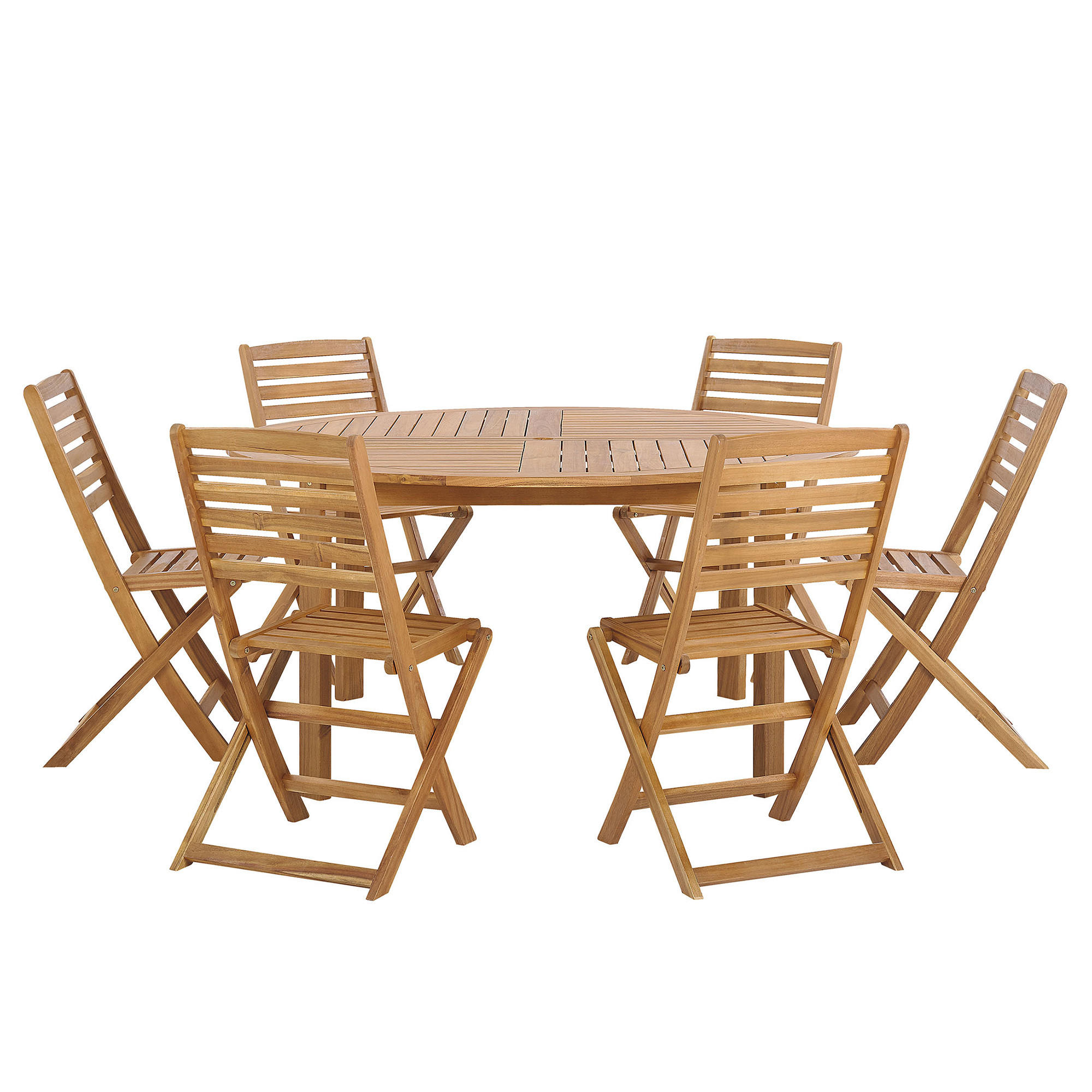 GARTENMÖBEL SET 6-Sitzer Akazienholz hellbraun Tolve - Hellbraun, Holz - Beliani