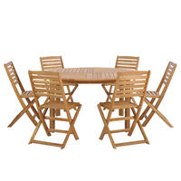 GARTENMÖBEL SET 6-Sitzer Akazienholz hellbraun Tolve - Hellbraun, Holz - Beliani