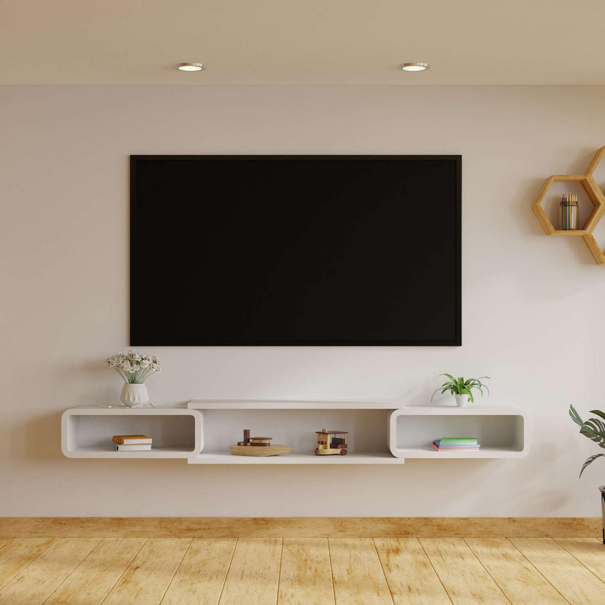 TV-WANDHALTERUNG aus Edelstahl - Schwarz, Metall (42.7/2.3/46cm)