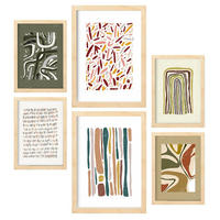 POSTER Set Mit 6 Drucken Von Muster 2 In Der Sammlung Von Ethnischenabzügen Dekorative Für Zuhause Wandkunstdruck A3 & A4 Rahmen Aus Hellem Holz - Beige, Papier (29/3cm) - Nacnic