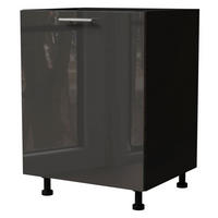 KÜCHENUNTERSCHRANK Essen D1D/60 Graphit Hochglanz / Schwarz Matt 60 / 50 / 82cm - Schwarz/Graphitfarben, Holz/Holzwerkstoff (60/82/50cm) - Feldmann-Wohnen