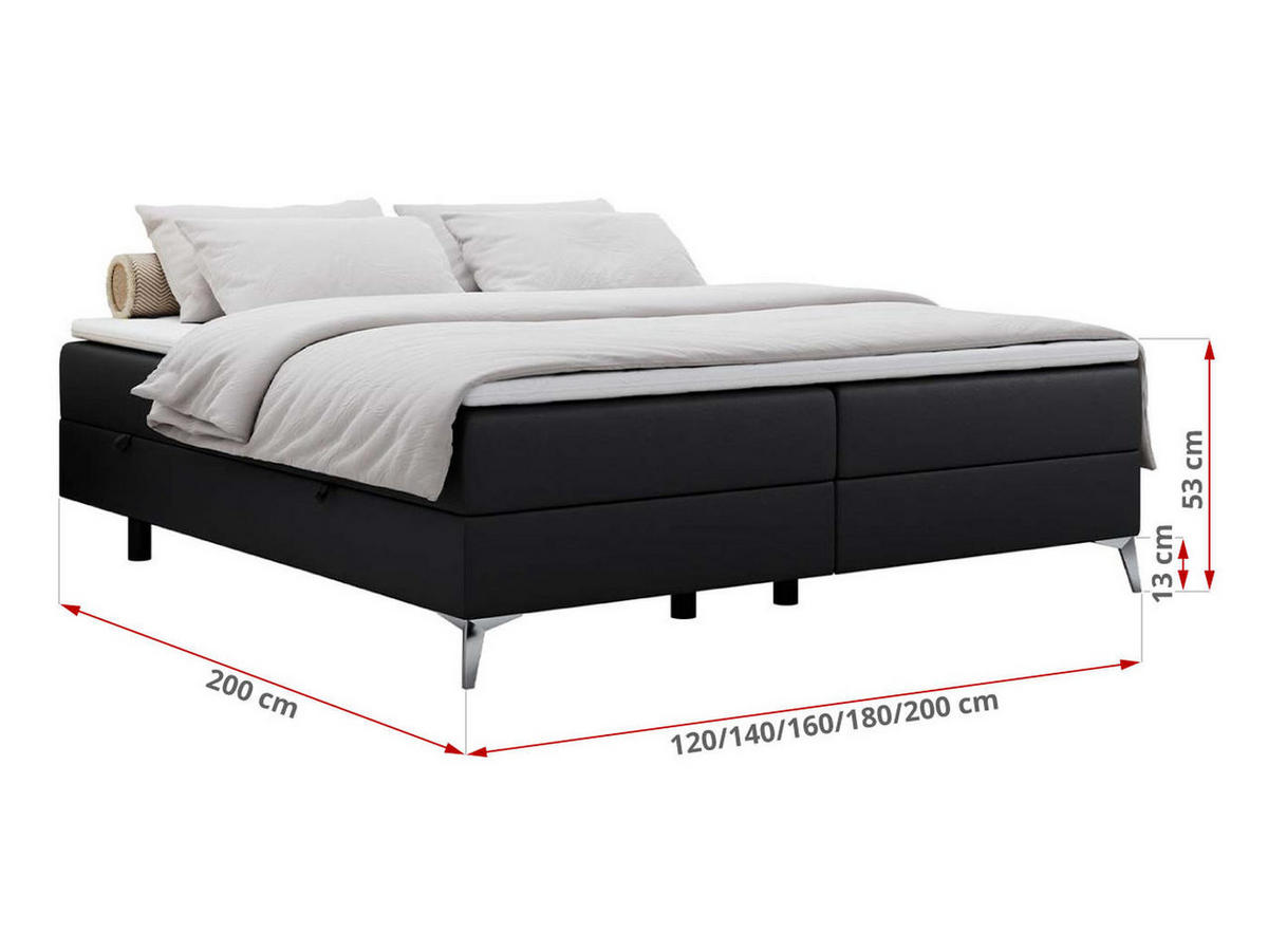 BOXBETT LESS 160/200 Schwarz Kunstleder - H4 - Schwarz, Holz/Textil (160/200cm) - MKS