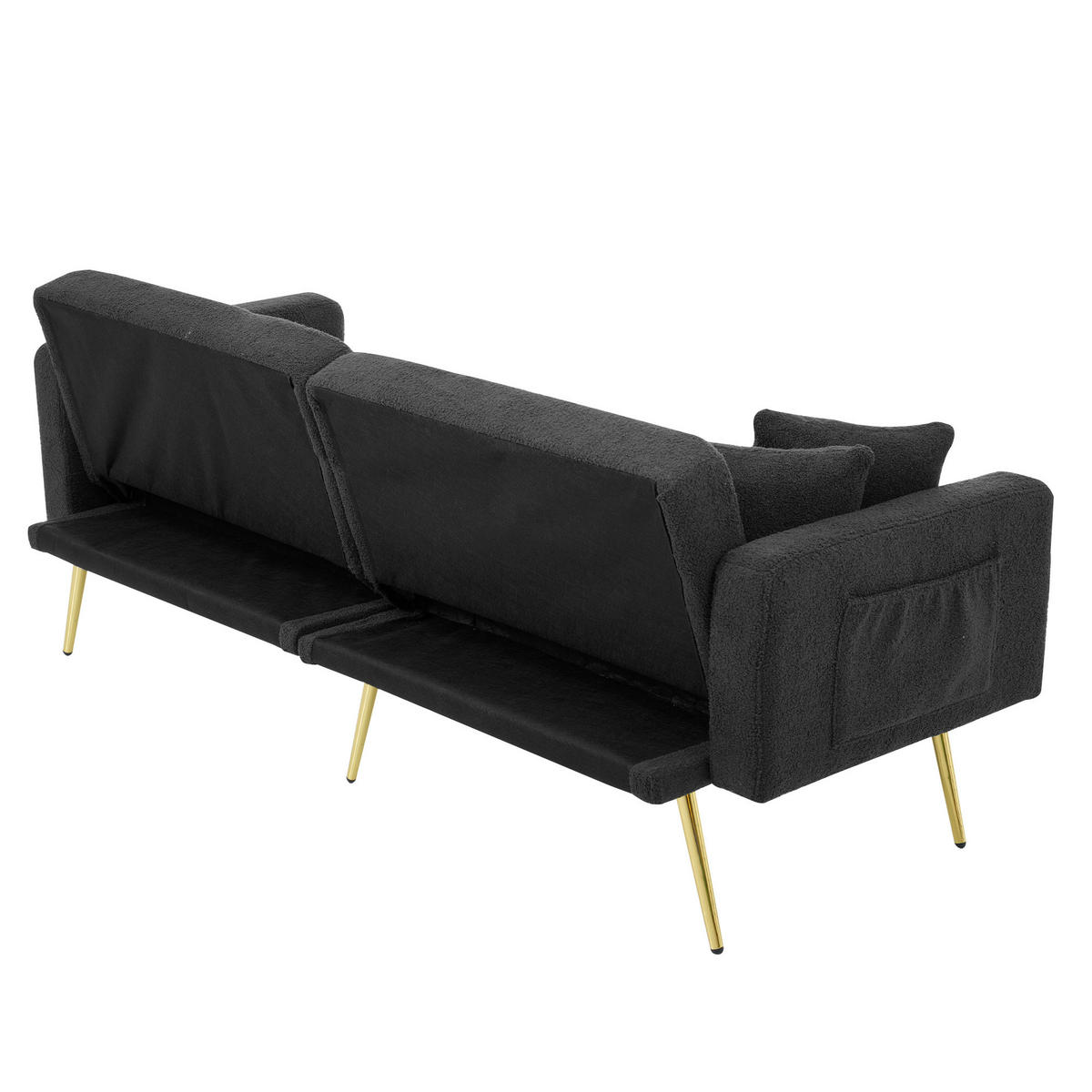 SCHLAFSOFA mit Bettfunktion verstellbarem Winkel Goldene Beine Antique Grey 175/64/72 cm - Dunkelgrau, Kunststoff (175/72/64cm) - OKWISH