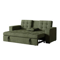 SCHLAFSOFA noho grün 3-sitzer cord - Grün, Holz (208/84/102cm) - Concept Usine