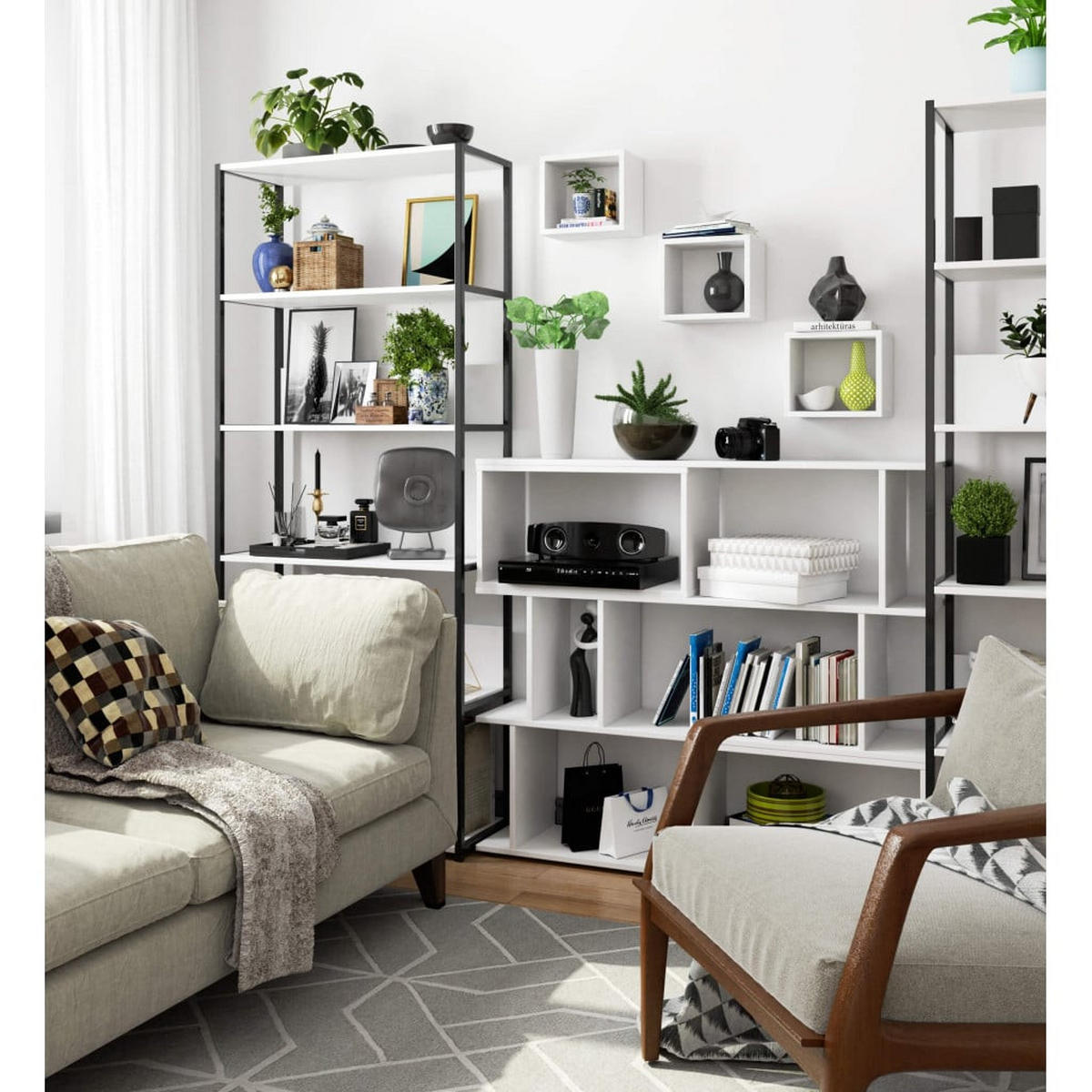 WANDREGAL Weiß 25/25/15 - Weiß, Holzwerkstoff (25/25/15cm) - RAUMHIRSCH FURNITURE