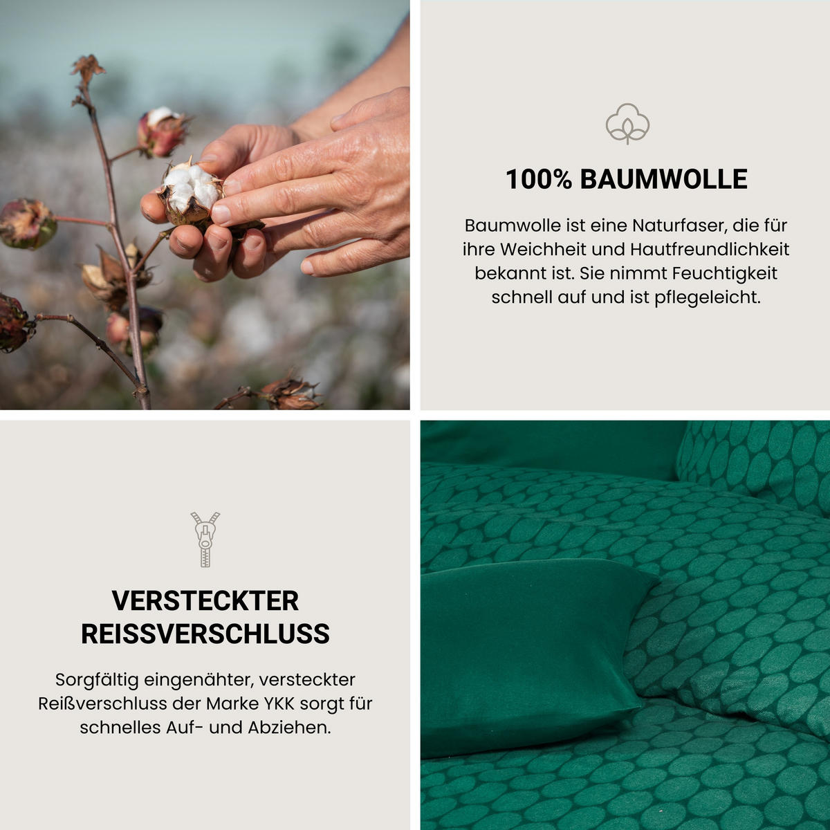 BETTWÄSCHESET Drops - Feinbiber - 2-teilig - 135 x 200 cm - Smaragd - Smaragdgrün, Textil (135/200cm) - SCHIESSER