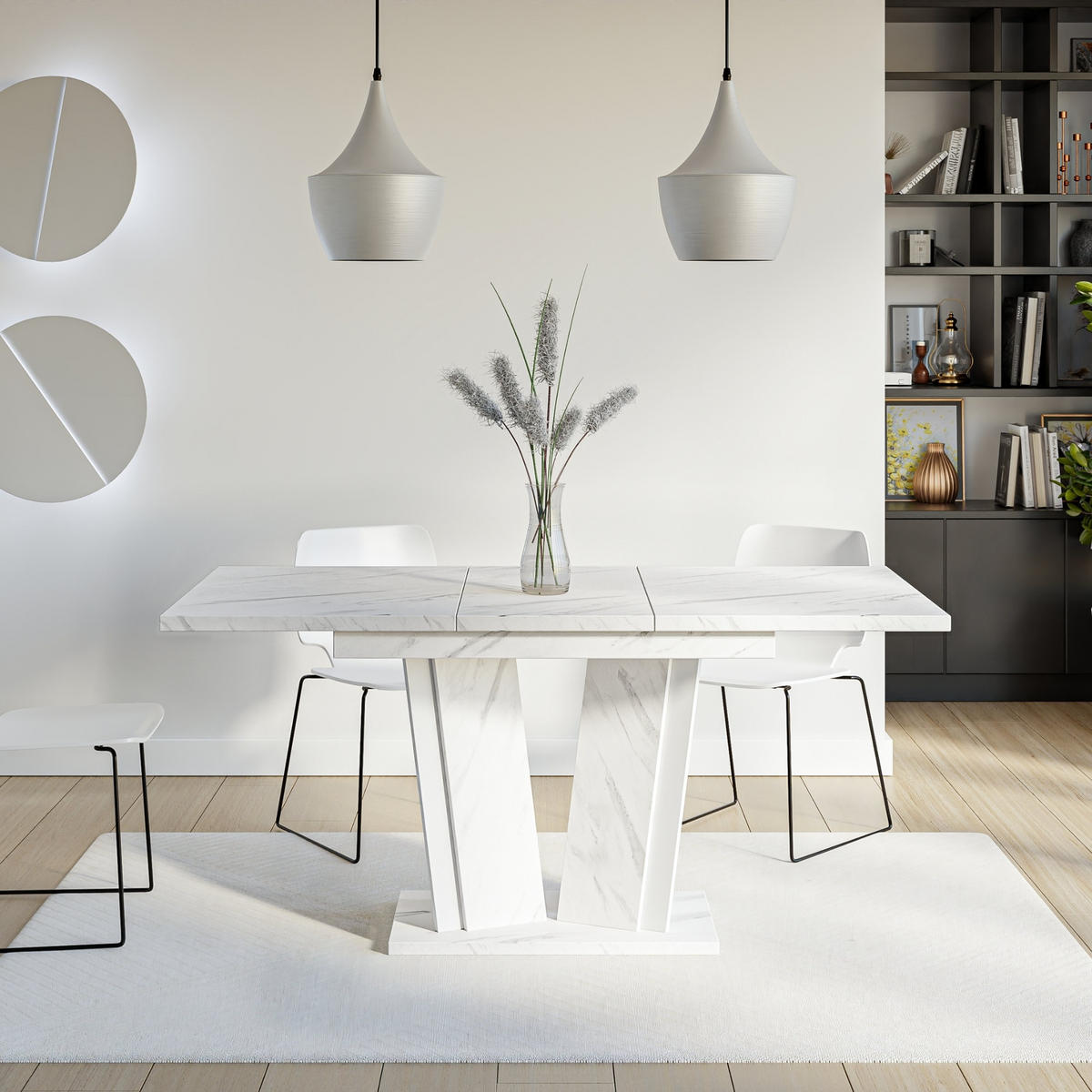 ESSTISCH Ausziehbar 120 - 160 cm Weiß Marmoroptik - Weiß, Holzwerkstoff (120/80/75cm) - PROSPERO