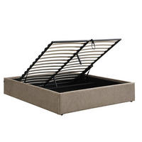 BETT mit Bettkasten 140 x 190 cm aus meliertem Stoff 150/36,50/204 cm - Braun, Holz (190/140cm) - Calicosy