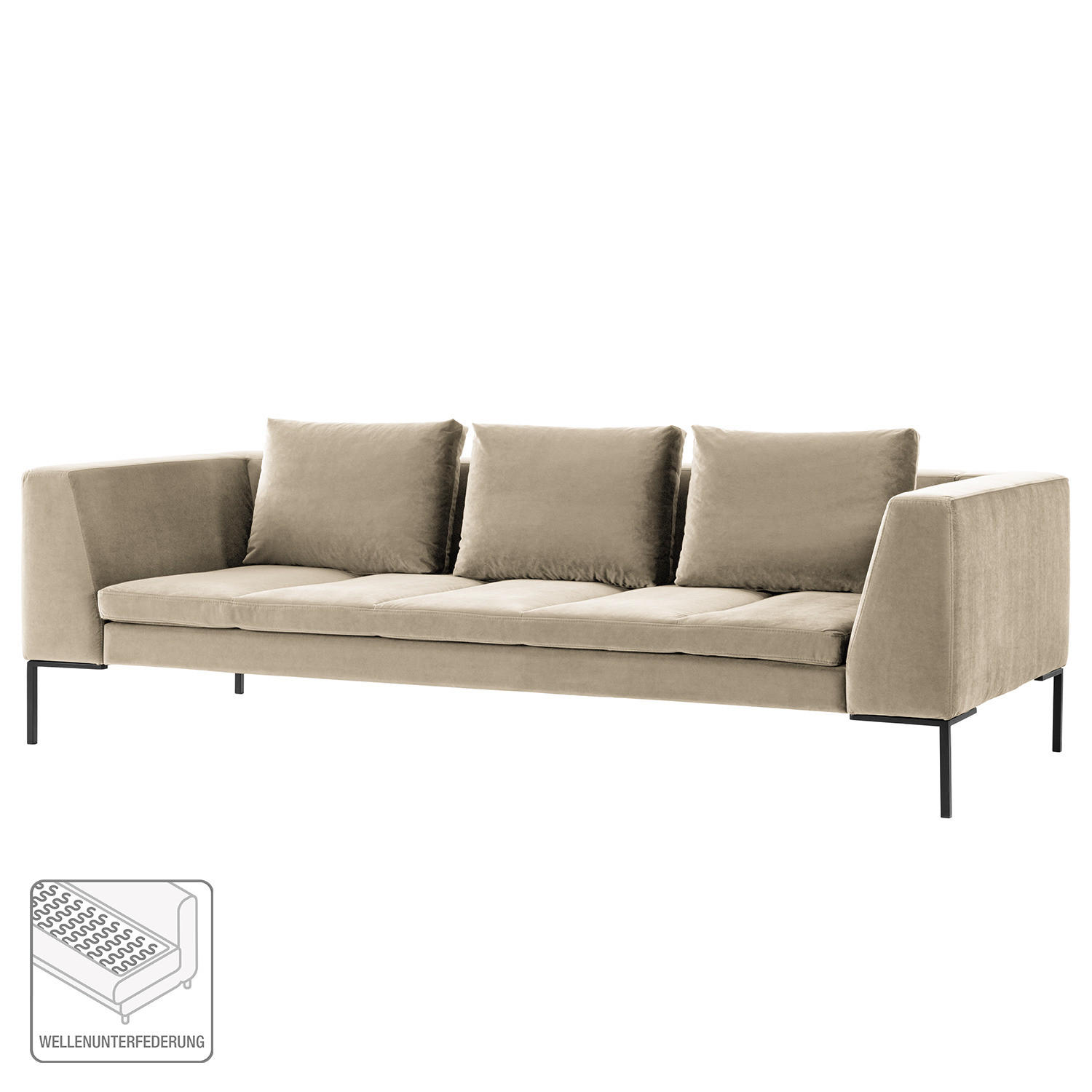 3-SITZER SOFA - Chromfarben/Beige, Textil (238/81/105cm) - home24