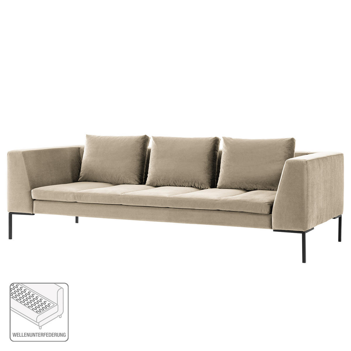3-SITZER SOFA - Chromfarben/Beige, Textil (238/81/105cm) - home24