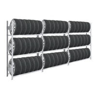 REIFENREGAL TIRE PRO 3er-Set für insgesamt 45 Reifen 3 Ebenen 150kg Fachlast pro Ebene Verzinkt - Silberfarben, Metall (390/200/43cm) - PROREGAL
