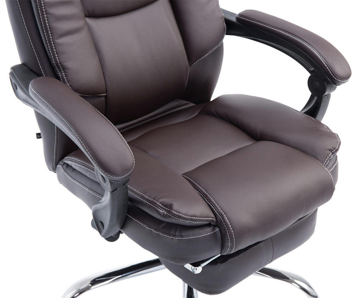 CHEFSESSEL Lederlook Braun - Chromfarben/Braun, Textil/Metall (67/114/64cm) - CLP