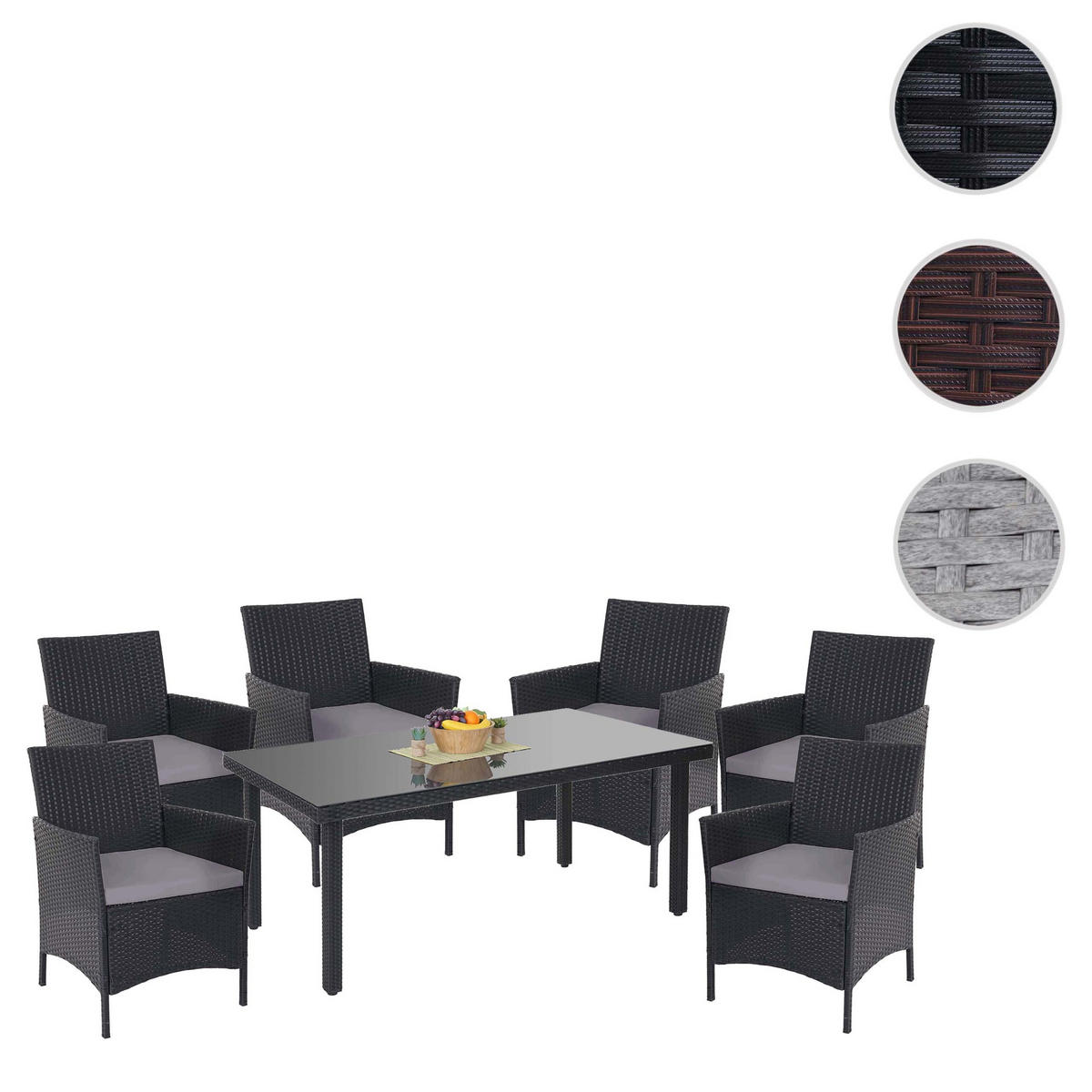 POLY-RATTAN-GARNITUR Anthrazit - Anthrazit, Kunststoff - MCW