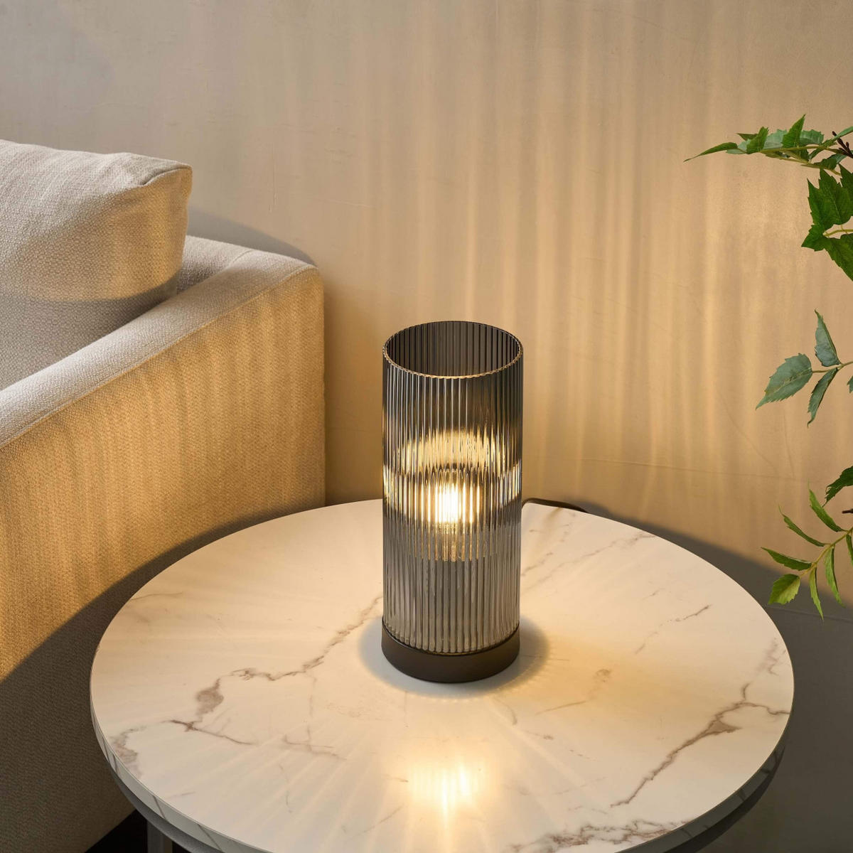 TISCHLEUCHTE Liantha, Rauchgrau, 27.5cm - Grau, Glas (27/12/27.5cm) - KOSILUM