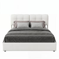POLSTERBETT 160x200 cm mit Stauraum, Bettkasten und Lattenrost, LED-Beleuchtung, Samtstoff, Cremeweiß - Beige, Holz/Textil (160/200cm) - GENKI LIVING