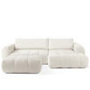 ECKSOFA MIT HOCKER LIRA, Weiß, Bouclé - Weiß, Holz/Holzwerkstoff (96/50cm) - KONSIMO®