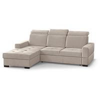 ECKSCHLAFSOFA Alex Mini beige links - Beige/Schwarz, Textil (245/185cm) - Beautysofa