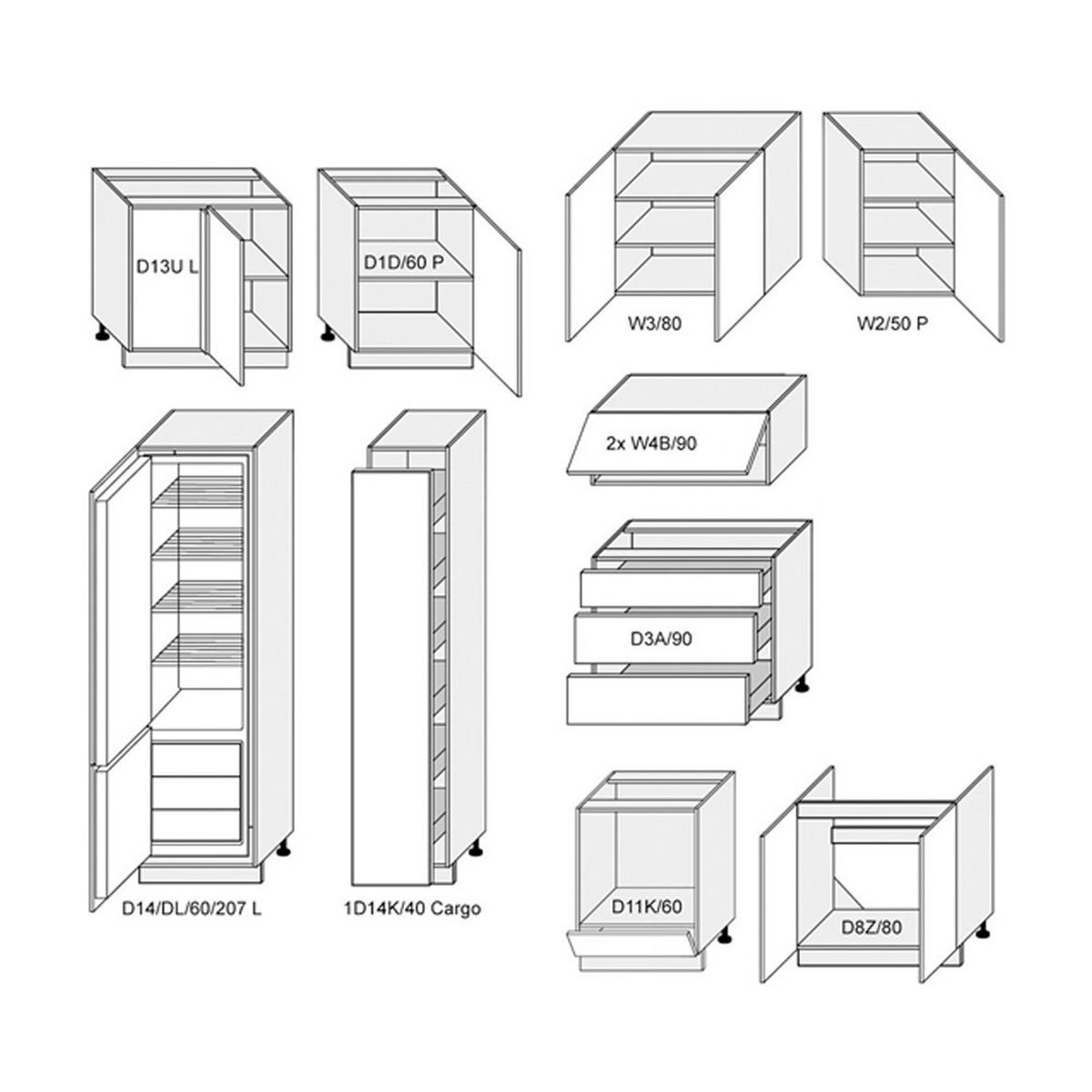 WINKELKÜCHE Avellino eiche artisan / Acryl stone grey matt 11-teilig - Braun/Grau, Holzwerkstoff (330/207/225cm) - Feldmann-Wohnen