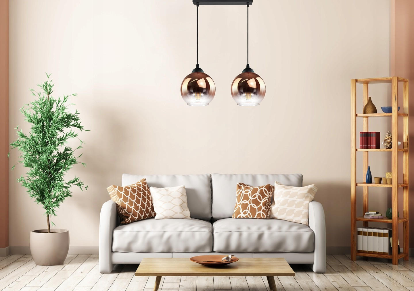 Thumbnail - kiki design Pendelleuchte, Schwarz, Transparent, Kupfer, Gold, Metall, Glas, 40x80x15 cm, Lampen & Leuchten, Innenbeleuc...