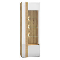 STANDVITRINE Adagio weiß Hochglanz / Eiche castello 65 / 42 / 196cm - Weiß Hochglanz/Weiß, Holz/Holzwerkstoff (65/196/42cm) - Feldmann-Wohnen