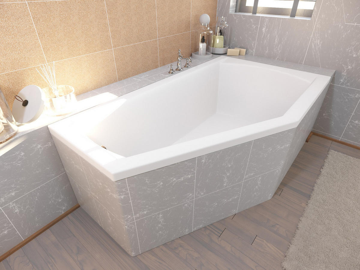 BADEWANNE Eckwanne SELENA 150/90 Rechts Ablauf & Füße - Weiß, Kunststoff (90/59/150cm) - bad land