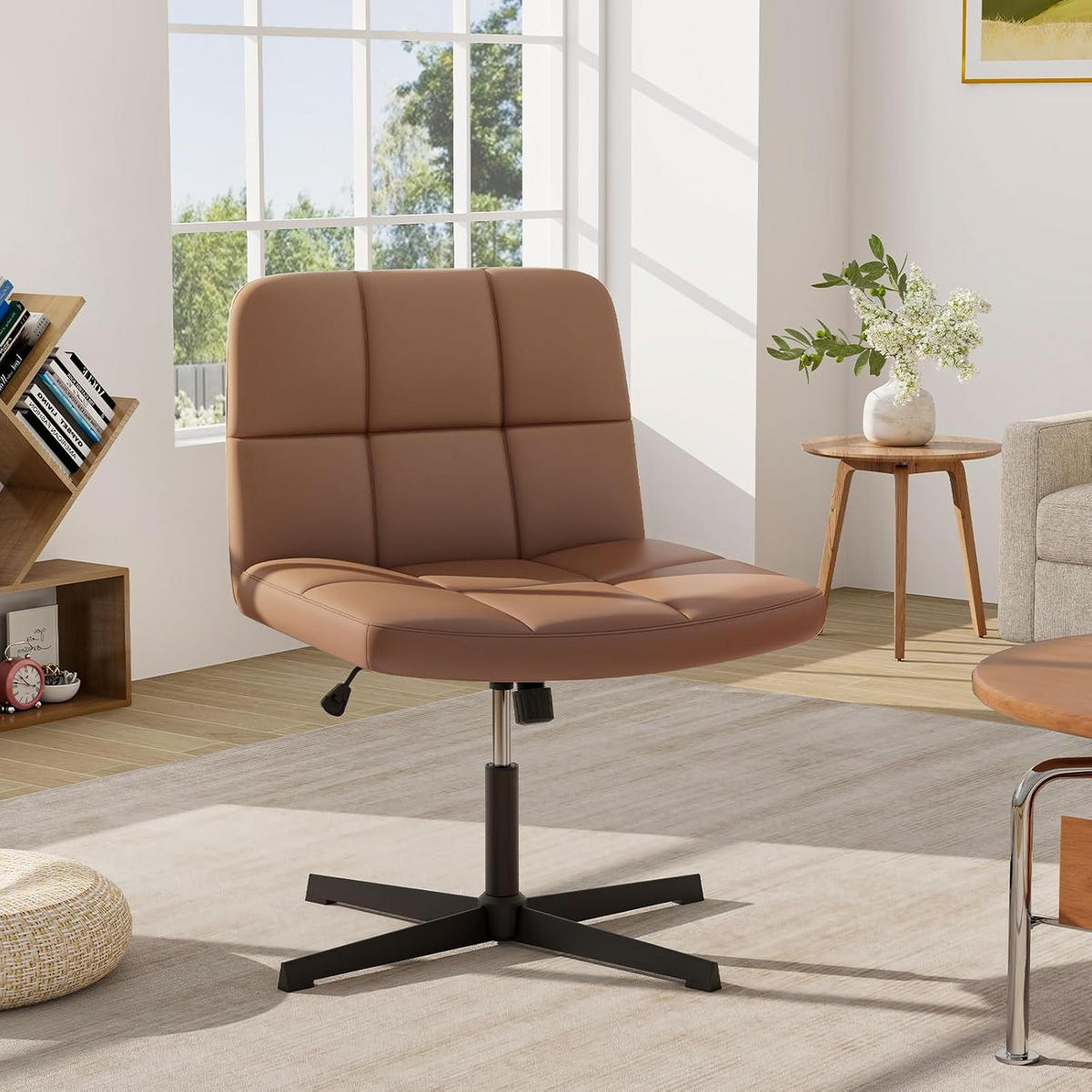 KONTORSTOL Brun - Brun, Plast (69/89/64cm) - COSTWAY