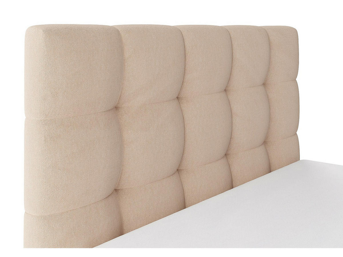 BETT mit Bettkasten - 2 Personen - Samt, Stoff - Beige - Beige, Textil (140/190cm) - Vente-Unique