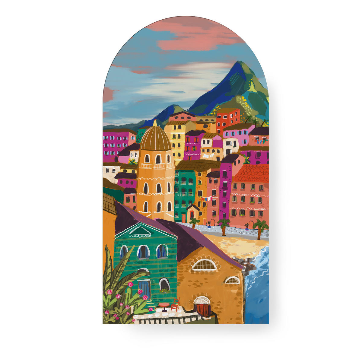 LEINWANDBILD Küstenstadt - Multicolor, Wellpappe (54/1cm) - Art for the Home