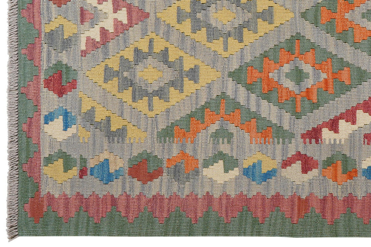 HANDWEBTEPPICH Kelim Gashgai Grau 186/128 cm Schurwolle - Grau, Textil (128/186cm) - Looma