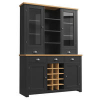 BUFFET DE-38463 120/40/185 cm mit Glastür, Soft-Close und Weinregal Schwarz - Schwarz, Holzwerkstoff (120/182/40cm) - ComfortXL