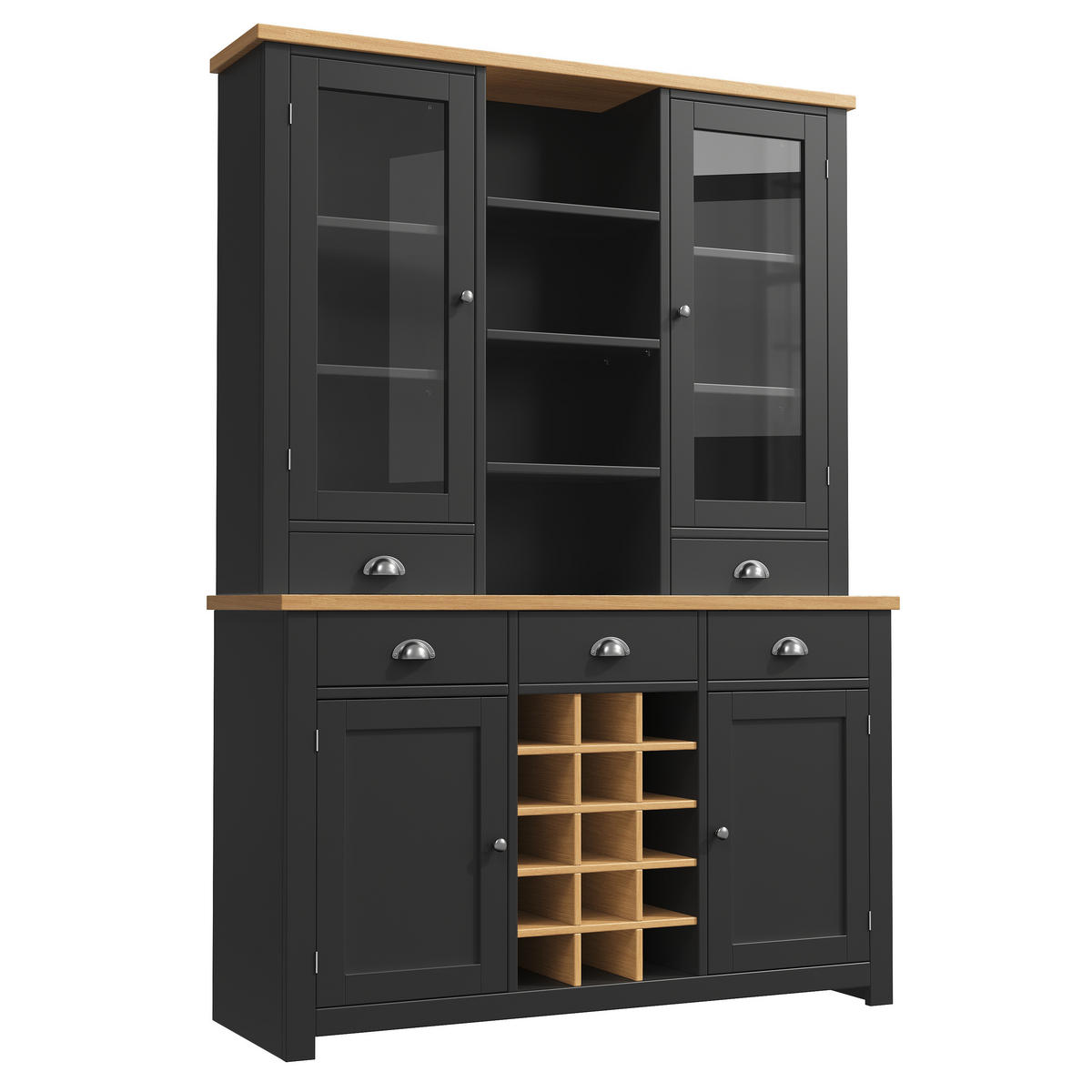 BUFFETSCHRANK Soft-Close Schwarz 120/40/185 cm - Schwarz, Holz (120/185/40cm) - PANGIVO