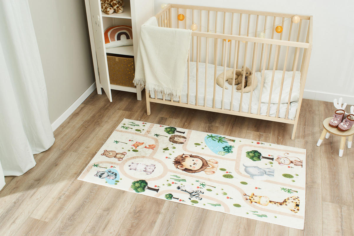 KINDERTEPPICH mit Zoo-Motiv Happy 80x150 cm - Beige, Textil (80/150cm) - Nazar Rugs