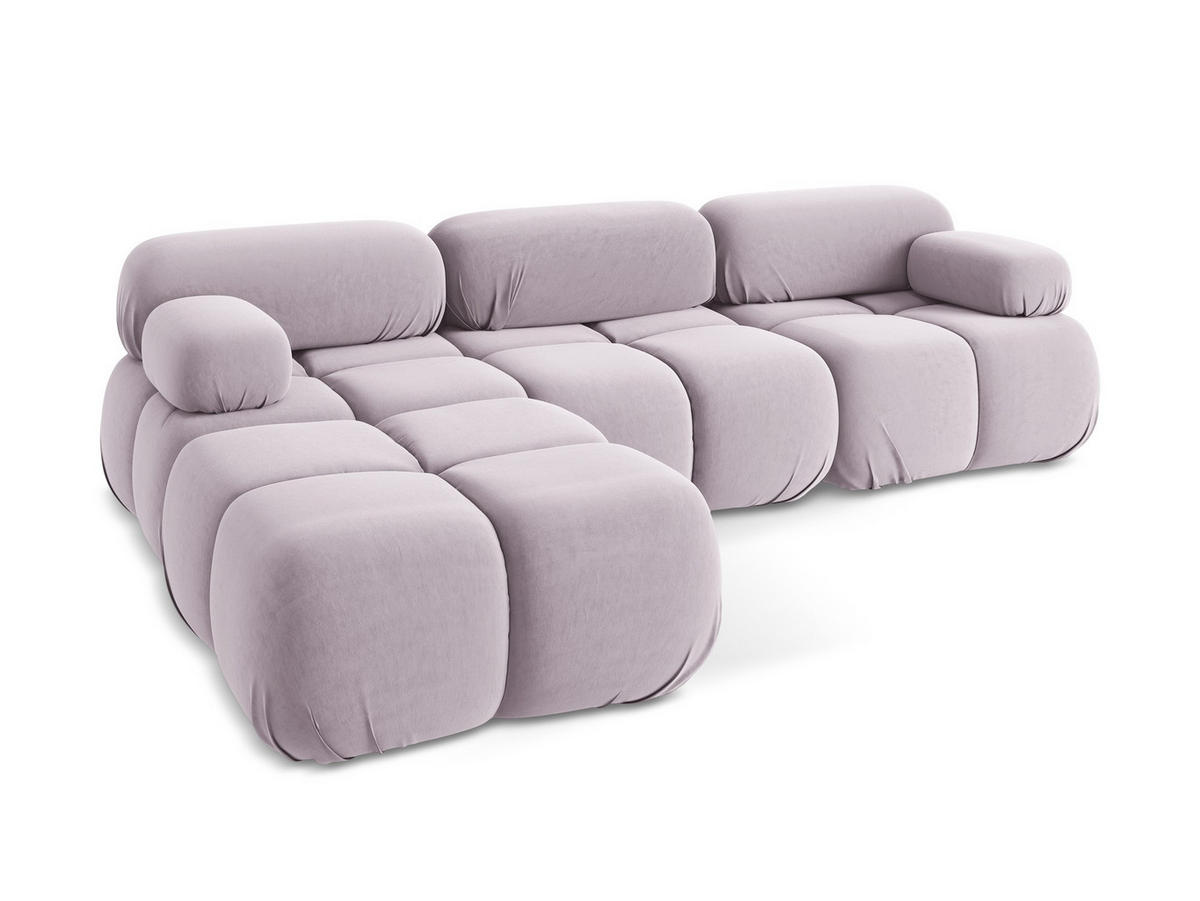 ECKSOFA Beidseitig Samt Stoff Violett - Lila/Flieder, Kunststoff/Textil (285/191cm) - Makamii