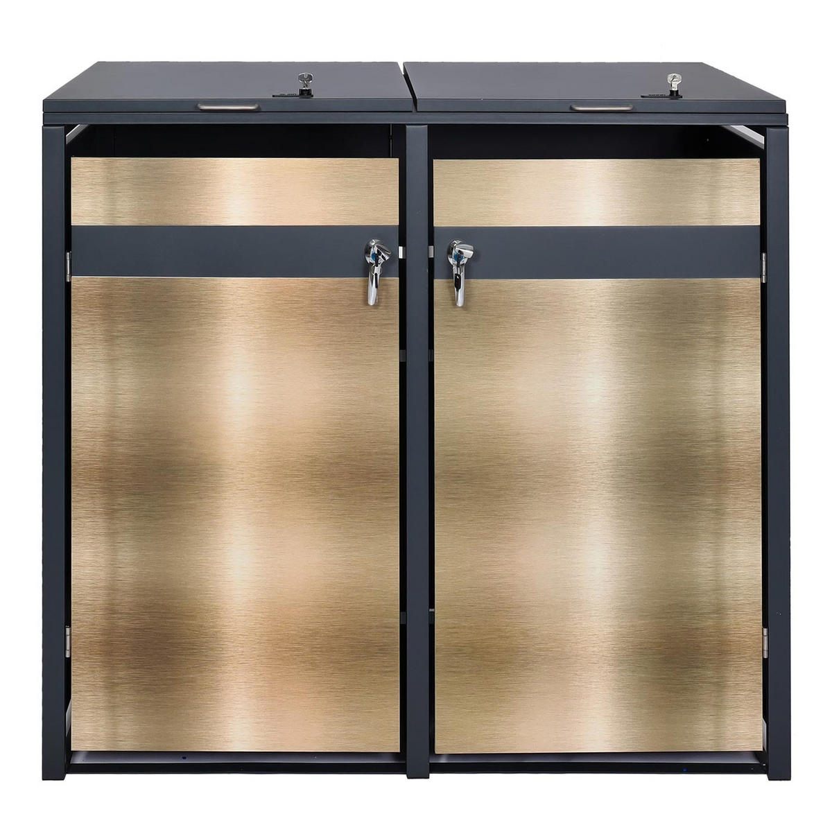 MÜLLTONNENBOX 2er 117x132x80cm Anthrazit Gold - Goldfarben, Metall (132/117/80cm) - PROREGAL