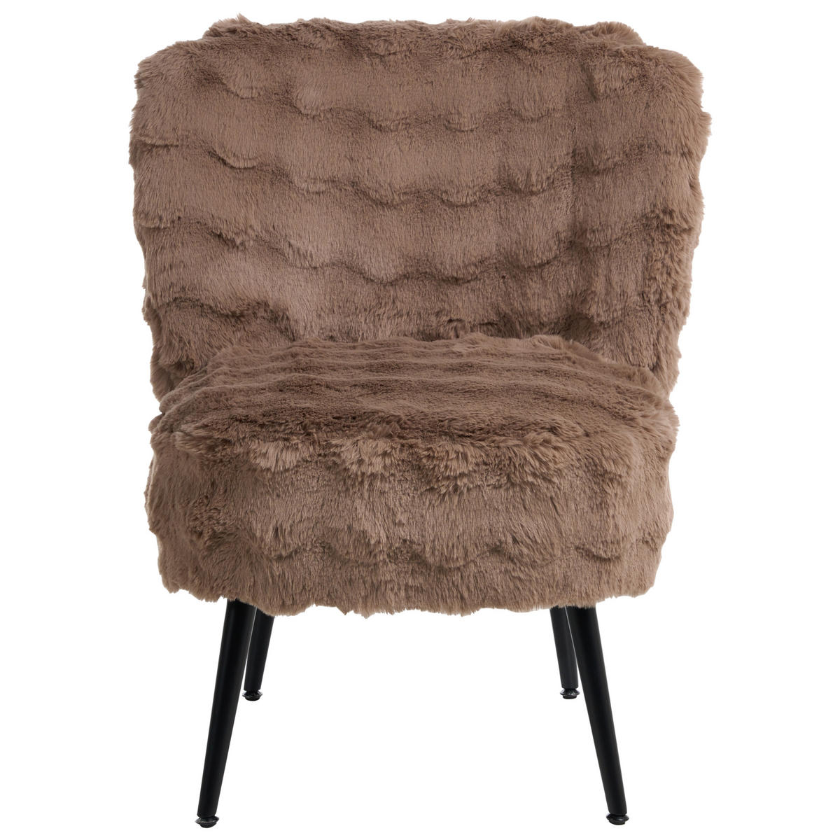 SESSEL Webpelz Hellbraun Voss - Hellbraun/Schwarz, Textil (60/76/52cm) - Beliani